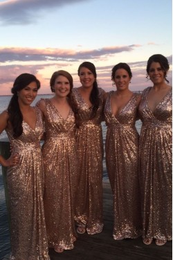 Sheath/Column Sequins V-Neck Floor Length Bridesmaid Dresses 3010469