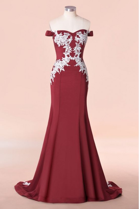 Mermaid Off-the-Shoulder Lace Floor Length Bridesmaid Dresses 3010477
