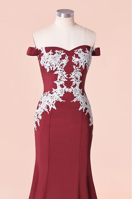 Mermaid Off-the-Shoulder Lace Floor Length Bridesmaid Dresses 3010477