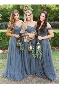 A-Line Off-the-Shoulder Long Floor Length Bridesmaid Dresses 3010483
