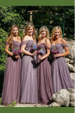 A-Line Off-the-Shoulder Long Floor Length Bridesmaid Dresses 3010484