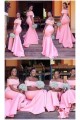 Mermaid Off-the-Shoulder Long Pink Plus Size Floor Length Bridesmaid Dresses 3010487