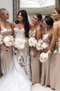 Simple Spaghetti Straps Floor Length Bridesmaid Dresses 3010492