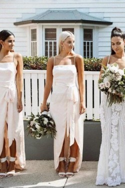 Simple Spaghetti Straps Floor Length Bridesmaid Dresses 3010494
