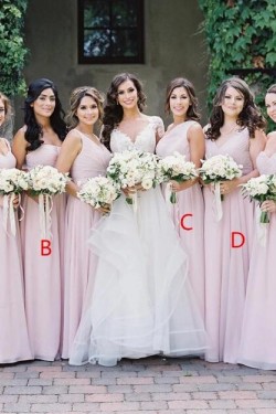 A-Line Long Chiffon Floor Length Bridesmaid Dresses 3010495
