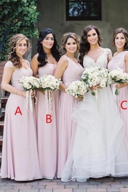 A-Line Long Chiffon Floor Length Bridesmaid Dresses 3010495
