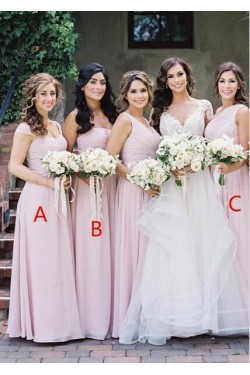 A-Line Long Chiffon Floor Length Bridesmaid Dresses 3010495
