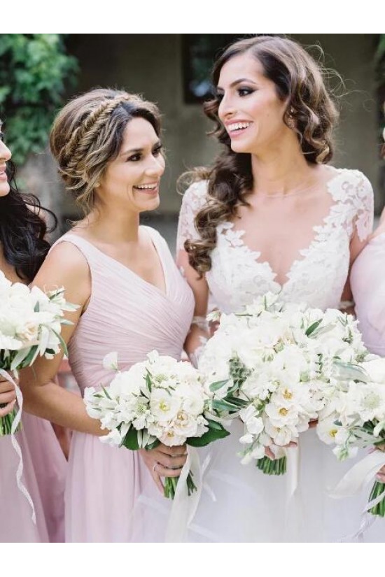 A-Line Long Chiffon Floor Length Bridesmaid Dresses 3010495