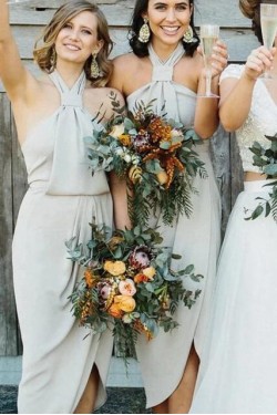 Sheath Halter Bridesmaid Dresses 3010497