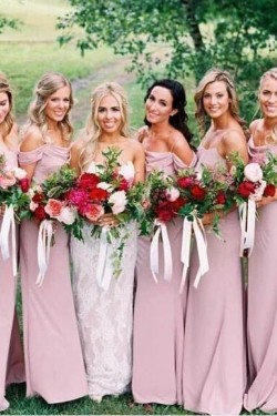 Sheath Spaghetti Straps Floor Length Bridesmaid Dresses 3010498