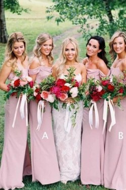 Sheath Spaghetti Straps Floor Length Bridesmaid Dresses 3010498