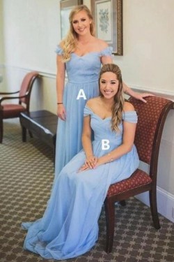 A-Line Chiffon Off-the-Shoulder Long Floor Length Bridesmaid Dresses 3010500