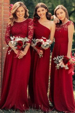A-Line Long Chiffon Floor Length Bridesmaid Dresses 3010501