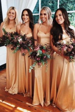 Affordable Long Spaghetti Straps Floor Length Bridesmaid Dresses 3010503