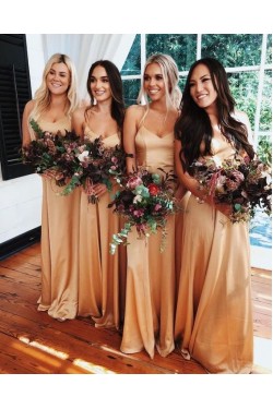 Affordable Long Spaghetti Straps Floor Length Bridesmaid Dresses 3010503