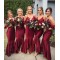Mermaid V-Neck Spaghetti Straps Floor Length Bridesmaid Dresses 3010504