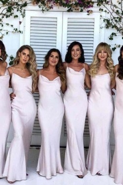 Sheath Spaghetti Straps Floor Length Bridesmaid Dresses 3010505