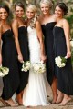 Sheath Strapless Black Floor Length Bridesmaid Dresses 3010510