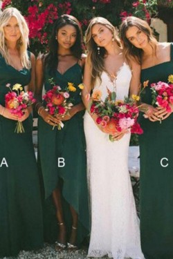 Long Green Floor Length Bridesmaid Dresses 3010512