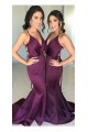 Mermaid Long Grape V-Neck Floor Length Bridesmaid Dresses 3010514 Mermaid Long Grape V-Neck Floor Length Bridesmaid Dresses 3010514