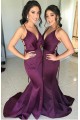 Mermaid Long Grape V-Neck Floor Length Bridesmaid Dresses 3010514 Mermaid Long Grape V-Neck Floor Length Bridesmaid Dresses 3010514
