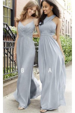 A-Line Long Chiffon Floor Length Bridesmaid Dresses 3010515