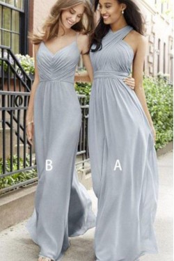 A-Line Long Chiffon Floor Length Bridesmaid Dresses 3010515