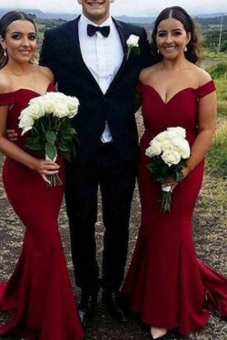 Mermaid Off-the-Shoulder Long Floor Length Bridesmaid Dresses 3010516