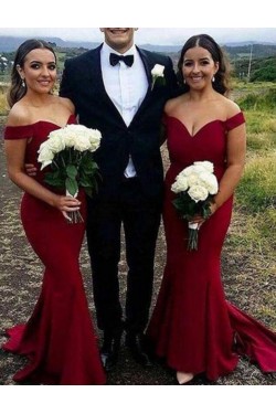 Mermaid Off-the-Shoulder Long Floor Length Bridesmaid Dresses 3010516