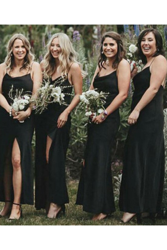 Sheath Spaghetti Straps Long Black Bridesmaid Dresses 3010521 Sheath Spaghetti Straps Long Black Bridesmaid Dresses 3010521
