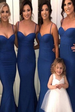 Mermaid Spaghetti Straps Long Floor Length Bridesmaid Dresses 3010524