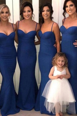 Mermaid Spaghetti Straps Long Floor Length Bridesmaid Dresses 3010524