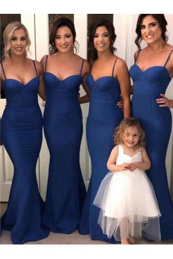 Mermaid Spaghetti Straps Long Floor Length Bridesmaid Dresses 3010524
