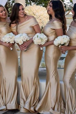 Mermaid Off-the-Shoulder Long Floor Length Bridesmaid Dresses 3010528