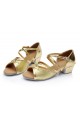 Women's Kids' Gold Sparkling Glitter Sandals Flats Latin Dance Shoes D601001
