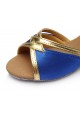 Women's Kids' Blue Satin Sandals Flats Latin Dance Shoes Chunky Heels Dance Shoes D601005