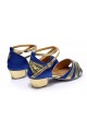 Women's Kids' Blue Satin Gold Sparkling Glitter Flats Sandals Latin Dance Shoes Flower Girl Shoes D601008