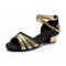 Women's Kids' Black Satin Gold Sparkling Glitter Flats Sandals Latin Dance Shoes Flower Girl Shoes D601009