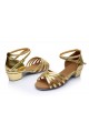 Women's Kids' Leatherette Heels Sandals Latin With Ankle Strap Gold Dance Shoes D601010