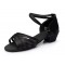 Women's Kids' Heels Sandals Latin With Ankle Strap Black Satin Dance Shoes D601014