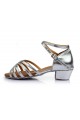 Women's Kids' Leatherette Heels Sandals Latin With Ankle Strap Silver Dance Shoes Wedding Party Shoes D601015