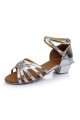 Women's Kids' Leatherette Heels Sandals Latin With Ankle Strap Silver Dance Shoes Wedding Party Shoes D601015