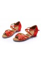 Women's Kids' Dance Shoes Latin/Ballroom Satin Chunky Heel Red Dance Shoes D601016 Women's Kids' Dance Shoes Latin/Ballroom Satin Chunky Heel Red Dance Shoes D601016