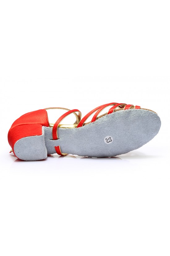 Women's Kids' Dance Shoes Latin/Ballroom Satin Chunky Heel Red Dance Shoes D601016 Women's Kids' Dance Shoes Latin/Ballroom Satin Chunky Heel Red Dance Shoes D601016