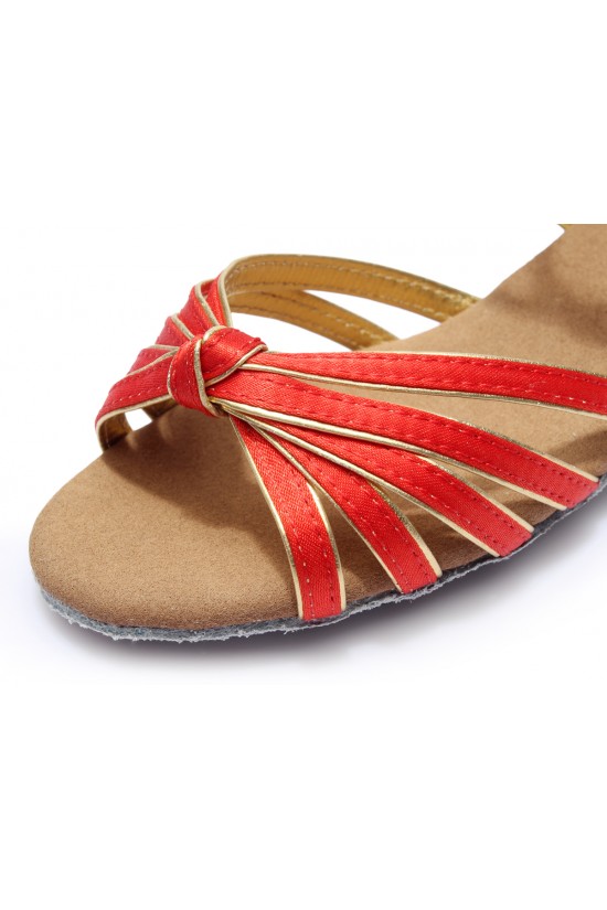 Women's Kids' Dance Shoes Latin/Ballroom Satin Chunky Heel Red Dance Shoes D601016 Women's Kids' Dance Shoes Latin/Ballroom Satin Chunky Heel Red Dance Shoes D601016