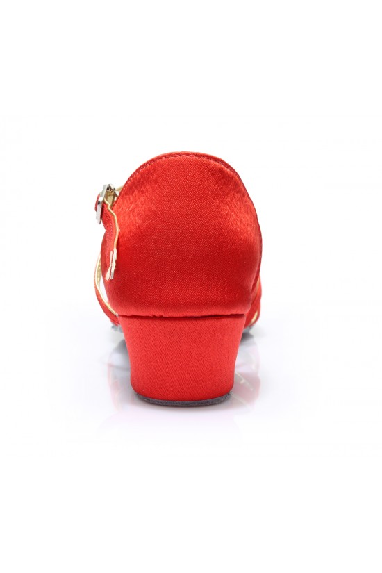 Women's Kids' Dance Shoes Latin/Ballroom Satin Chunky Heel Red Dance Shoes D601016 Women's Kids' Dance Shoes Latin/Ballroom Satin Chunky Heel Red Dance Shoes D601016