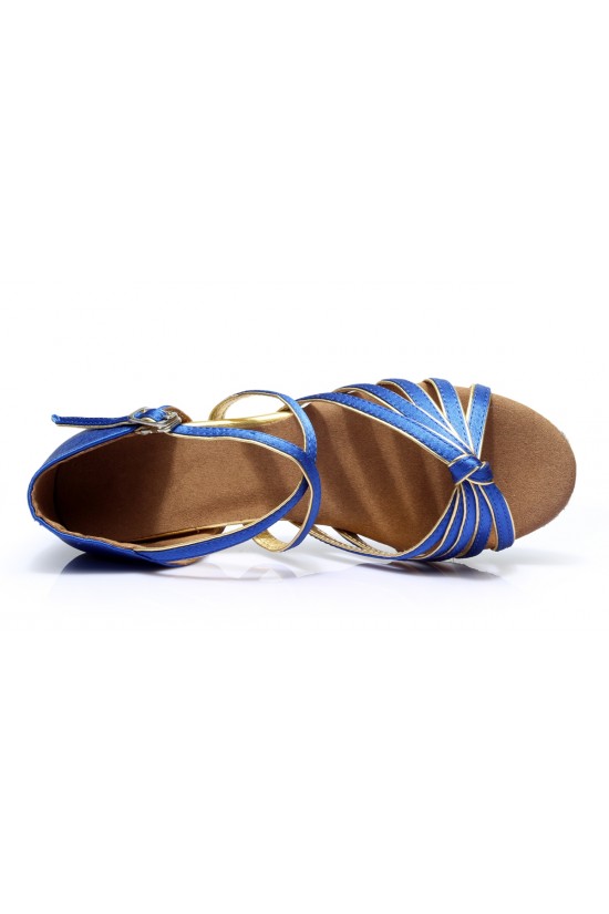 Women's Kids' Dance Shoes Latin/Ballroom Satin Chunky Heel Blue Dance Shoes D601018 Women's Kids' Dance Shoes Latin/Ballroom Satin Chunky Heel Blue Dance Shoes D601018