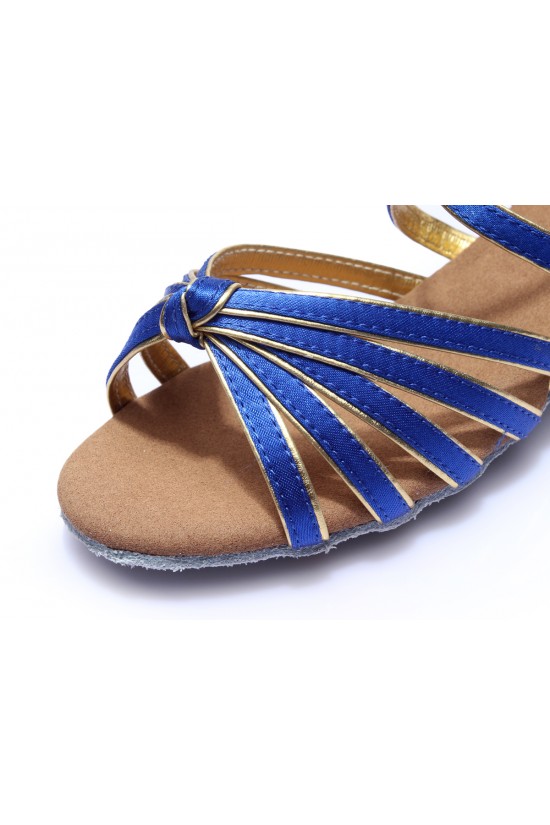 Women's Kids' Dance Shoes Latin/Ballroom Satin Chunky Heel Blue Dance Shoes D601018 Women's Kids' Dance Shoes Latin/Ballroom Satin Chunky Heel Blue Dance Shoes D601018