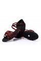 Women's Kids' Dance Shoes Latin/Ballroom Satin Chunky Heel Black Red Dance Shoes D601019