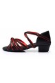 Women's Kids' Dance Shoes Latin/Ballroom Satin Chunky Heel Black Red Dance Shoes D601019 Women's Kids' Dance Shoes Latin/Ballroom Satin Chunky Heel Black Red Dance Shoes D601019